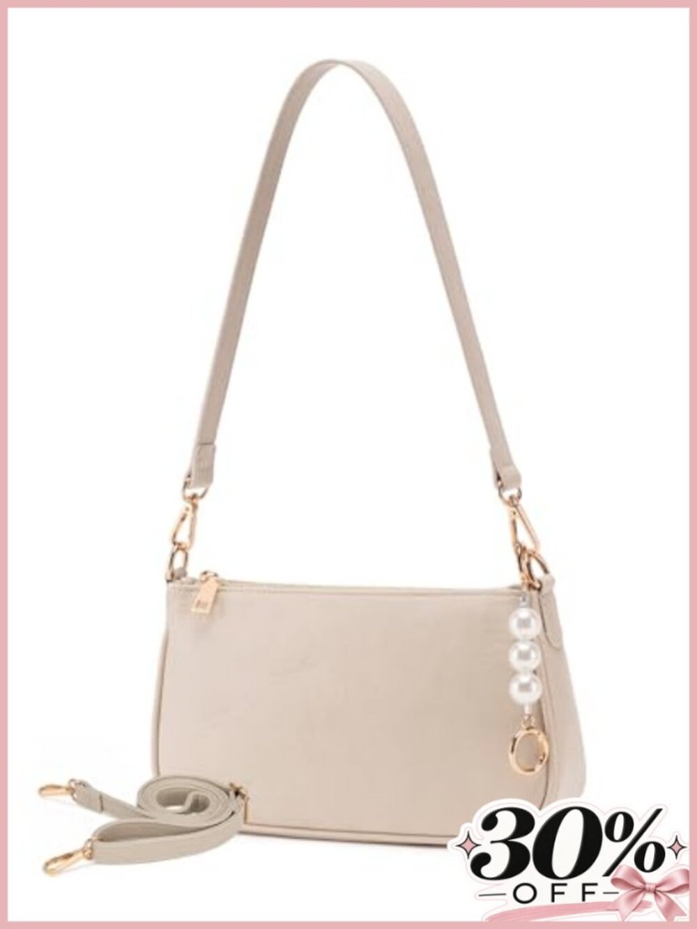 Vegan Leather Crossbody Shoulder Bag with 3 Detachable Straps